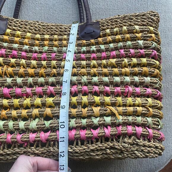 Large straw beach bag Colorful 12x19 vacation cruise shopping - Picture 7 of 9